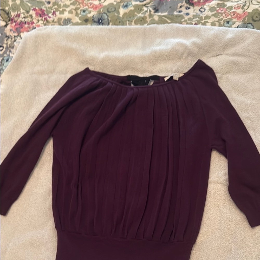 LOFT Plum Pleated Blouse